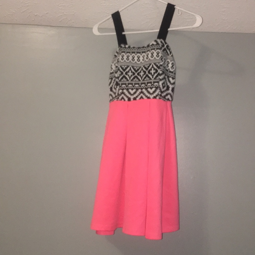 Salmon colored mid thigh length dress